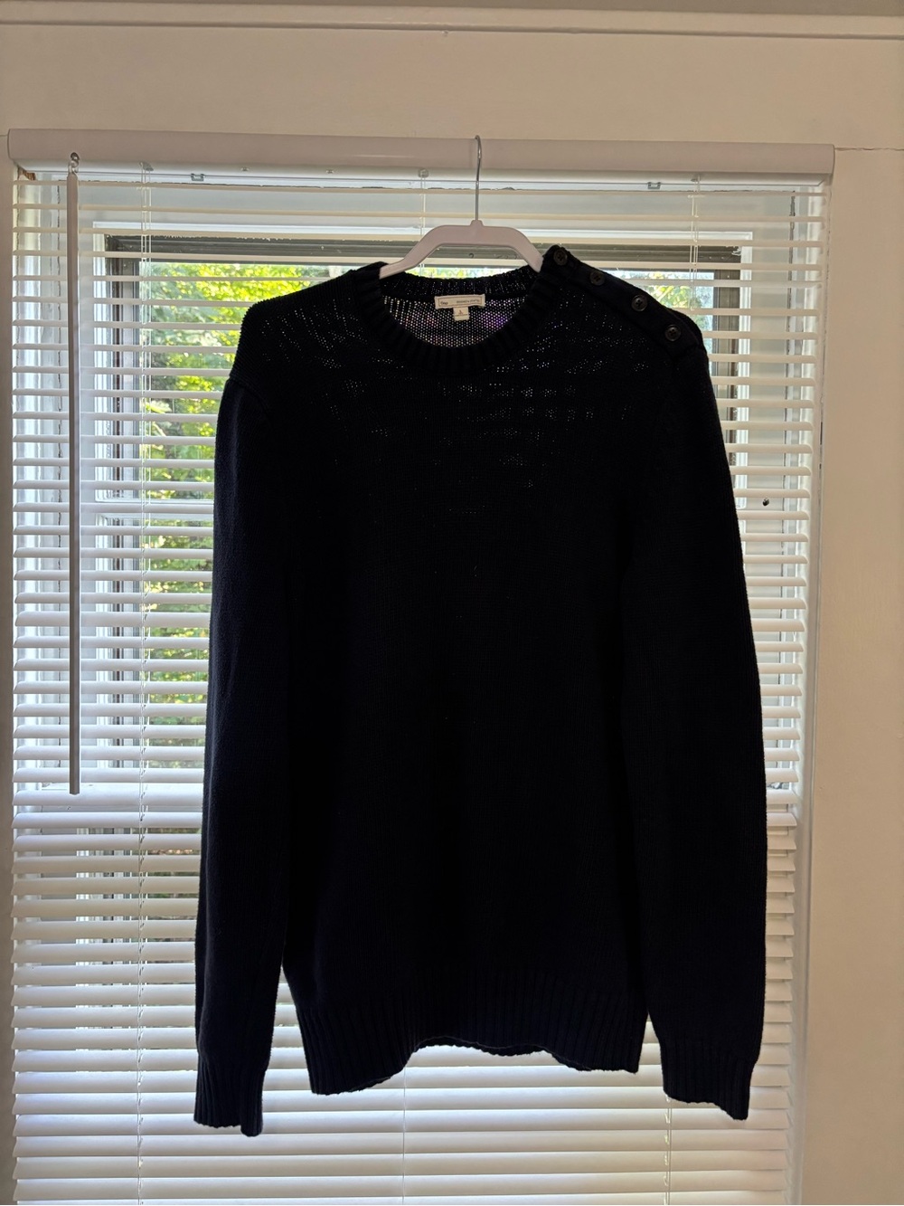 GAP Navy Crewneck Sweater with Shoulder Buttons